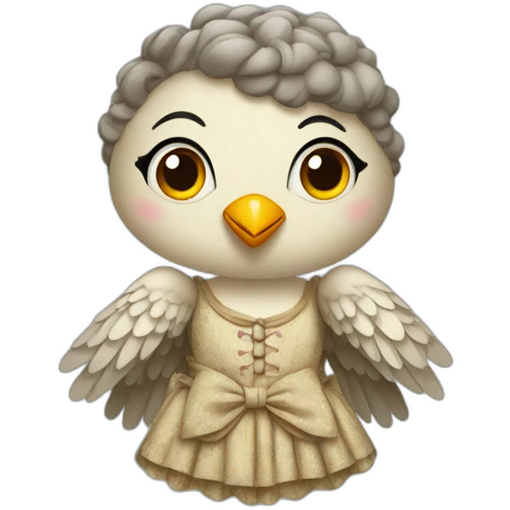 Cuckoo bird wearing a vintage dress emoji