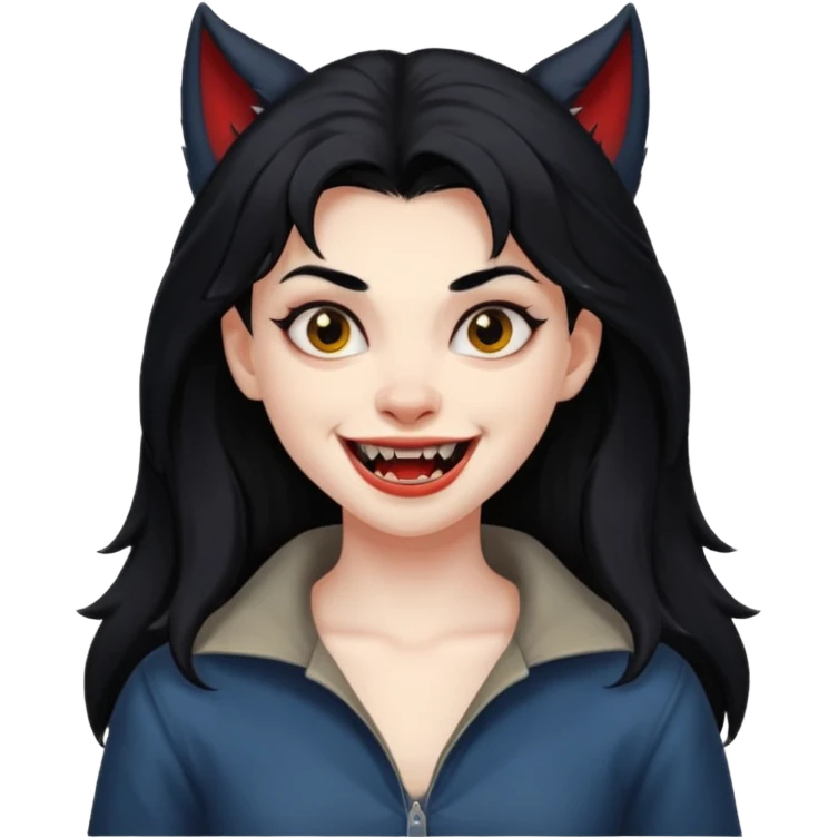 Werewolf black hair girl with a smile emoji