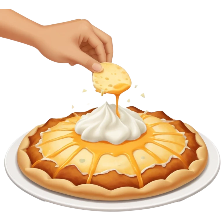 hand smashing a cheesy Hungarian lángos, playful and bold emoji