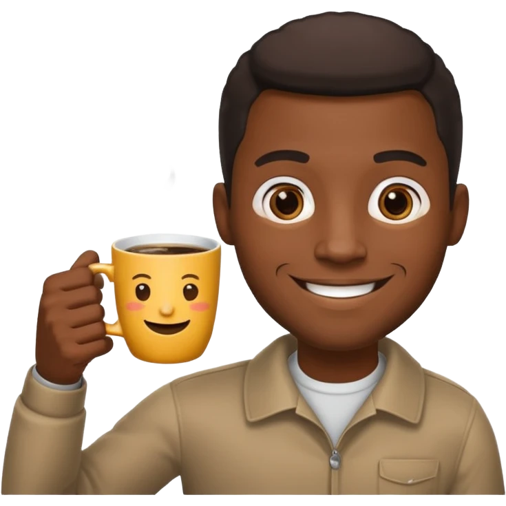police black man holding coffe emoji