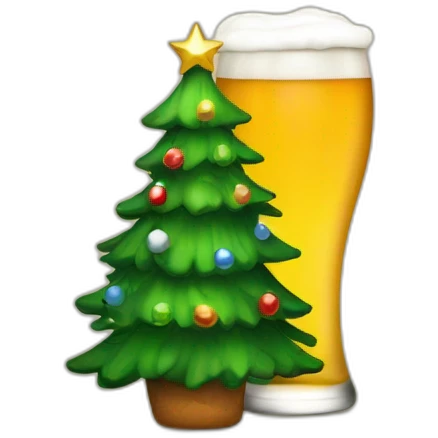 christmas tree and beer emoji