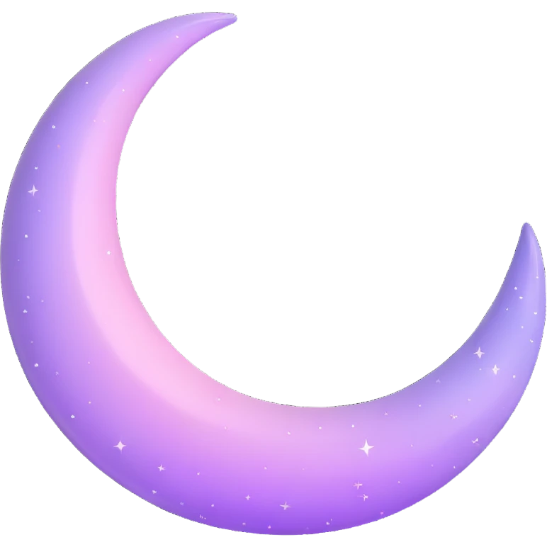 Sparkly glossy Pastel lilac-gradient crescent emoji