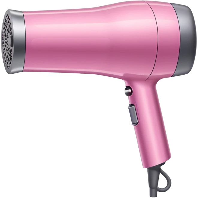 A pink Dyson Supersonic hair dryer, slight angle, realistic style, Features the distinctive hollow circular head with the barrel running through the center, sleek modern design, glossy pink finish with metallic silver accents on the nozzle ring. Compact proportions , clean lines, slight shading  emoji