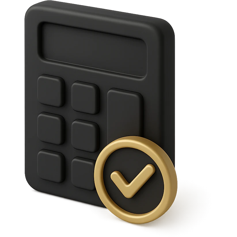 a calculator with a check mark in 3D black style emoji