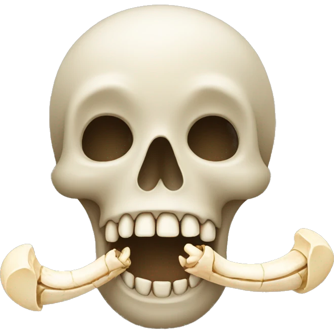 Emoji with bone in its mouth emoji