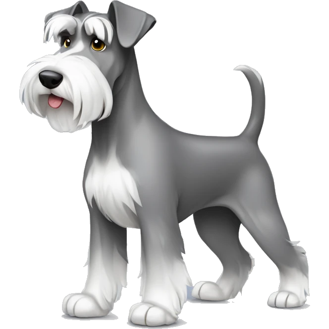 full-length Mittelschnauzer gray and white emoji