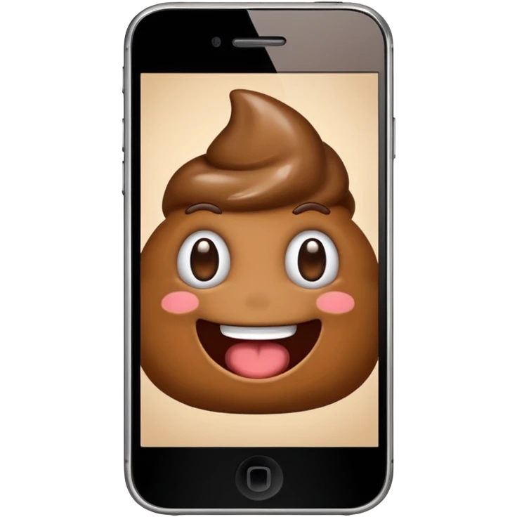 mobile phone with poop emoji on the screen emoji