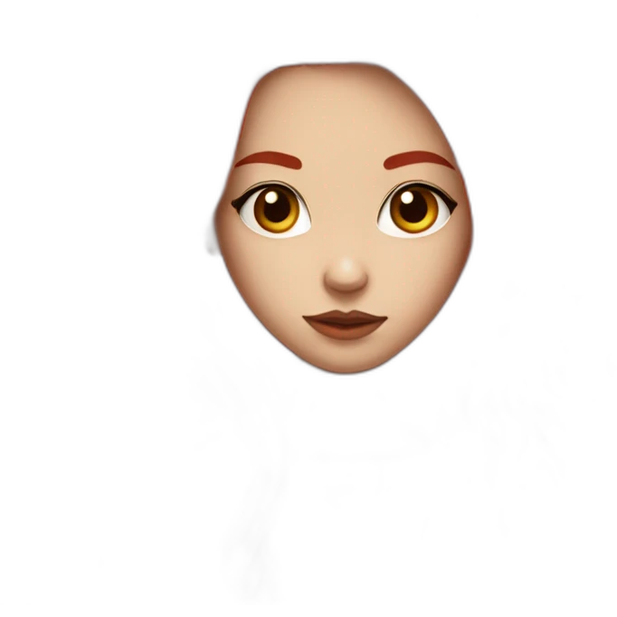 Girl with blood long red hair and bang and white ouchanka emoji