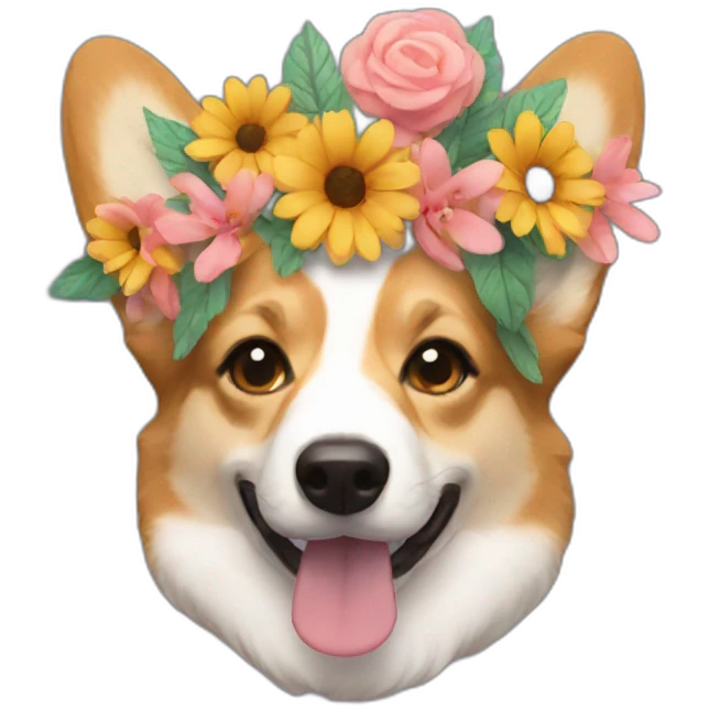 flower crown corgi emoji