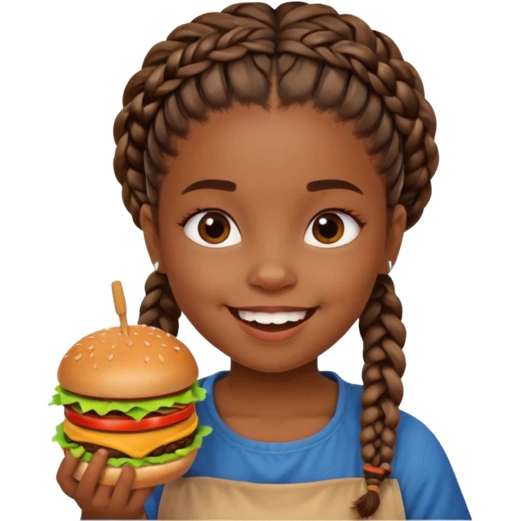 young black girl viking eating burger emoji