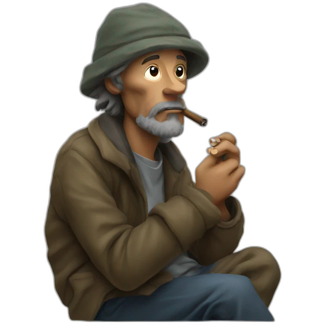 Homeless man smoking cigar emoji