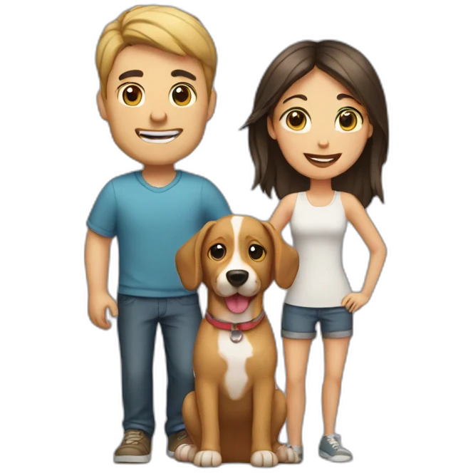 couple with cat and dog emoji