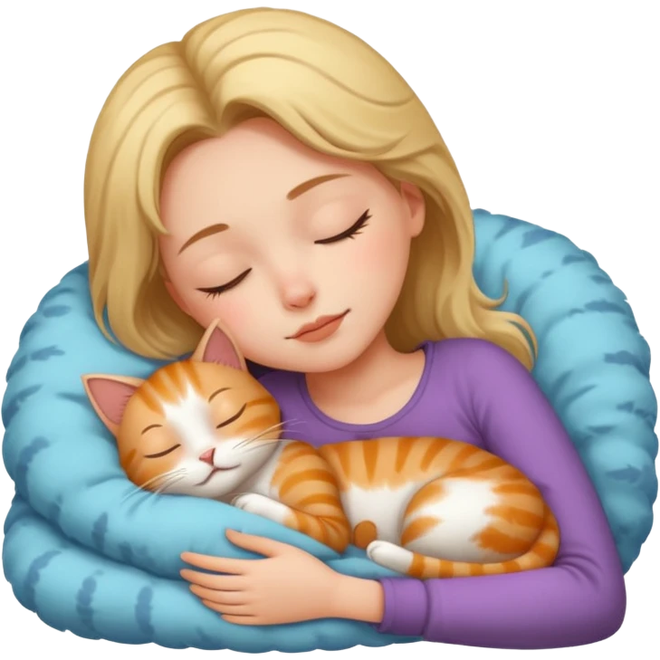 girl sleeping with cat emoji