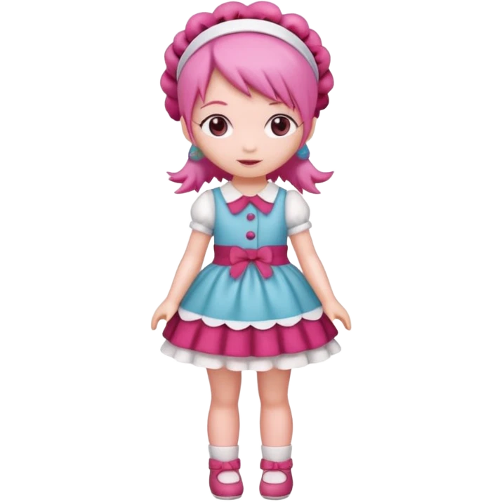Isolated detaile illustration incredibly raspberry torte doll figurine full body with pink hair and a raspberry hairband emoji
