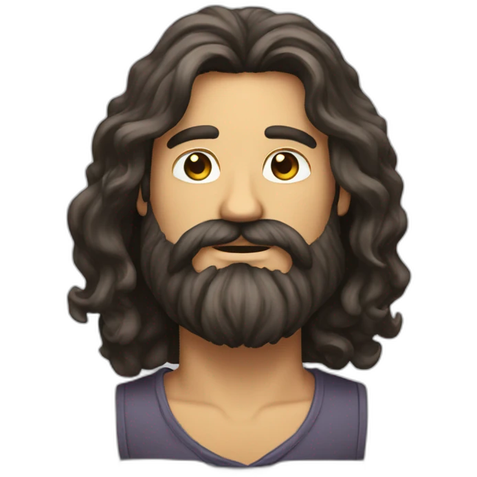 Men long hair big beard emoji