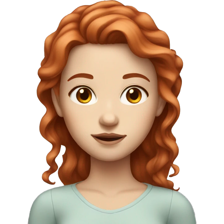 White Girl with slightly wavy red hair and brown eyes  emoji