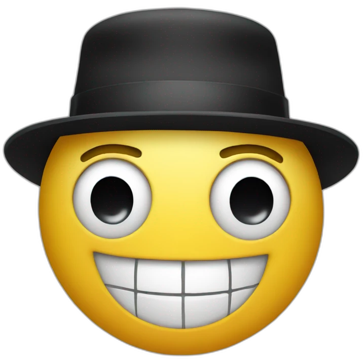 smiley emoji wearing a  bowler hat emoji