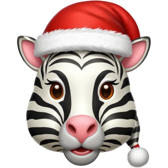 zebra wearing red hat of santa claus emoji