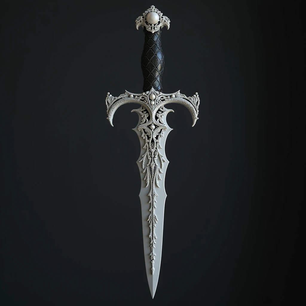 realistic gothic dagger, with lace and pearls, photorealistic style emoji