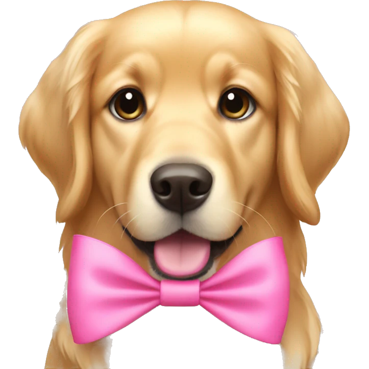 Golden retriever with pink bow  emoji