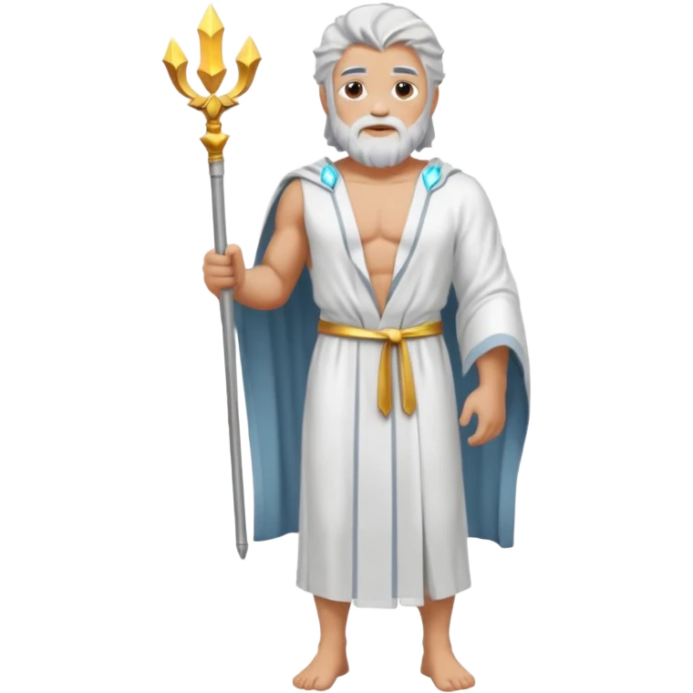 fullbody silverhair shirtless god ZEUS, white robe over shoulder, standing still emoji