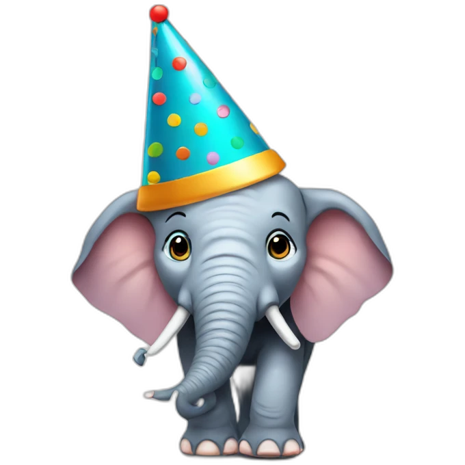 elephant with partyhat emoji