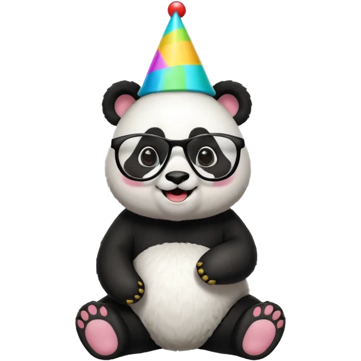 full body panda with party hats and opticals emoji