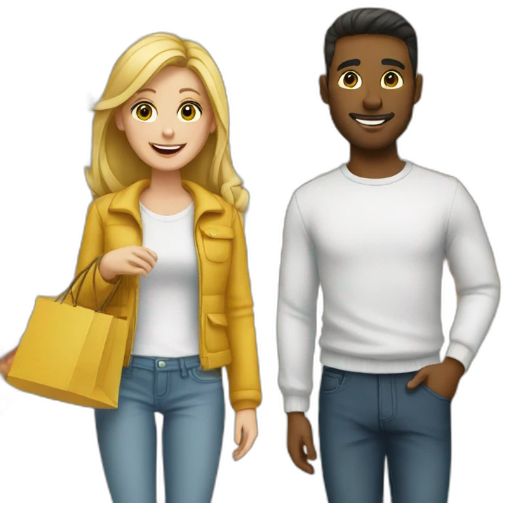white couple shopping together emoji