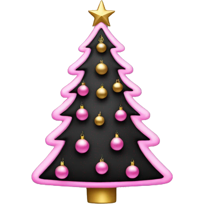 Black gold and pink Christmas tree emoji