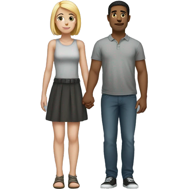 Very short girl with a tall guy emoji