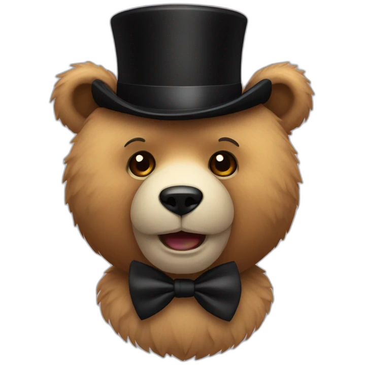 bear with tiny black top hat and black bow tie emoji