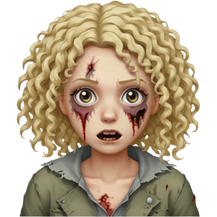 Um zumbi feminino com cabelo cacheado loiros emoji