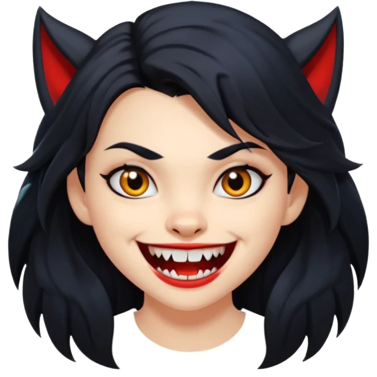 Werewolf black hair girl with a smile emoji