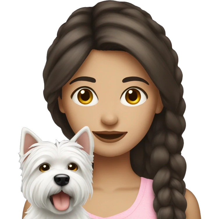 Brunette girl with westie emoji
