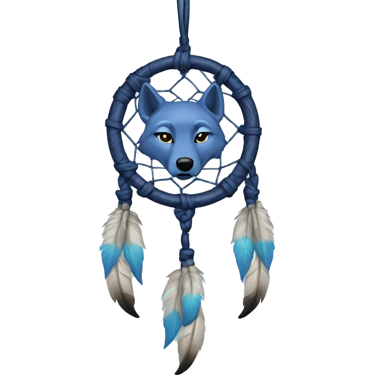 An indigo dreamcatcher with a wolf charm  emoji