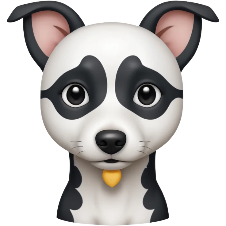a fully white jack russell the size of a kelpie with a half white face emoji