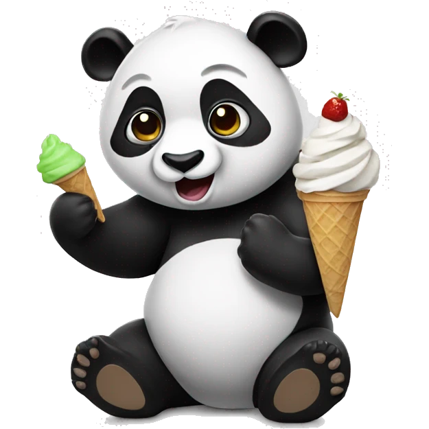 Panda eating ice cream emoji