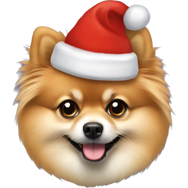Pomeranian with Christmas hat emoji