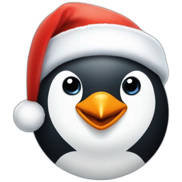 penguin face  with santa hat emoji
