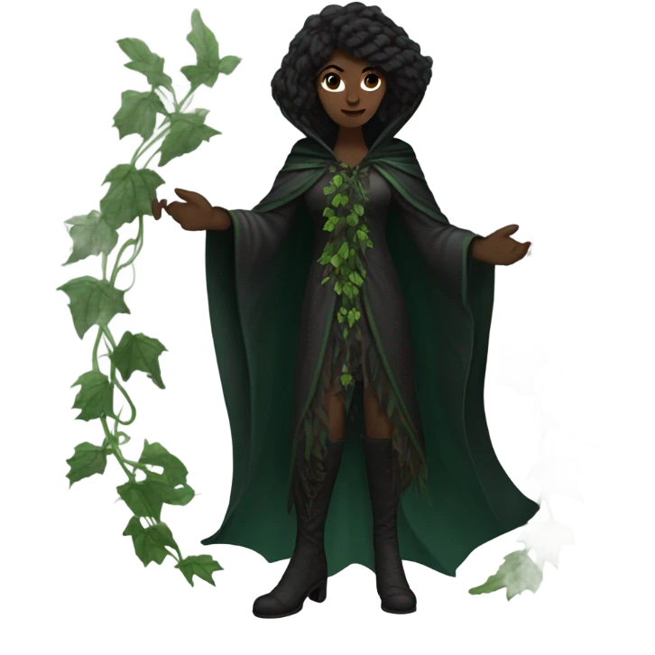 the morrigan dark version green man vines style furr robe stylish boots emoji