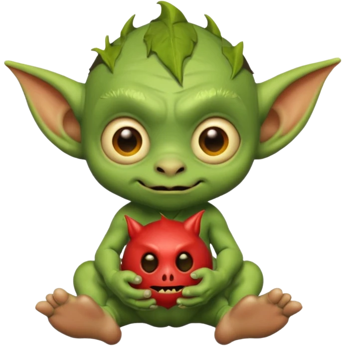 Goblin small baby  with toy  emoji