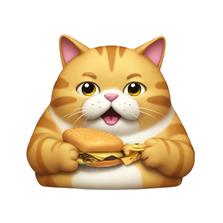 Fat cat eating junk food emoji