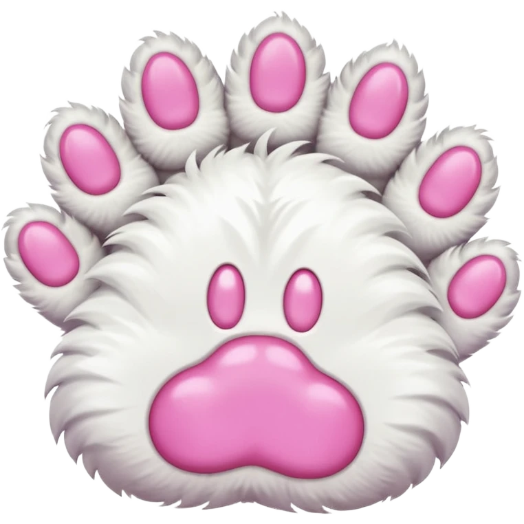 Fluffy white cat paw with six toes and claws emoji