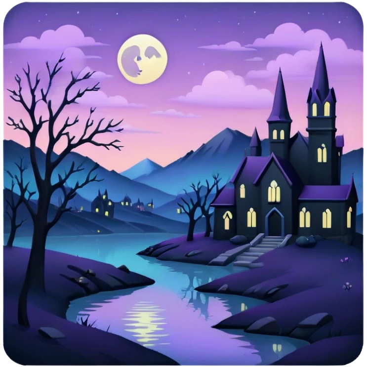 goth  eerie pastel night landscape  emoji