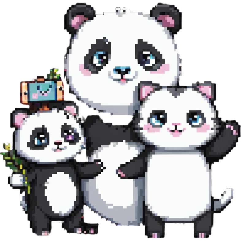 panda and cat taking a selfie together emoji
