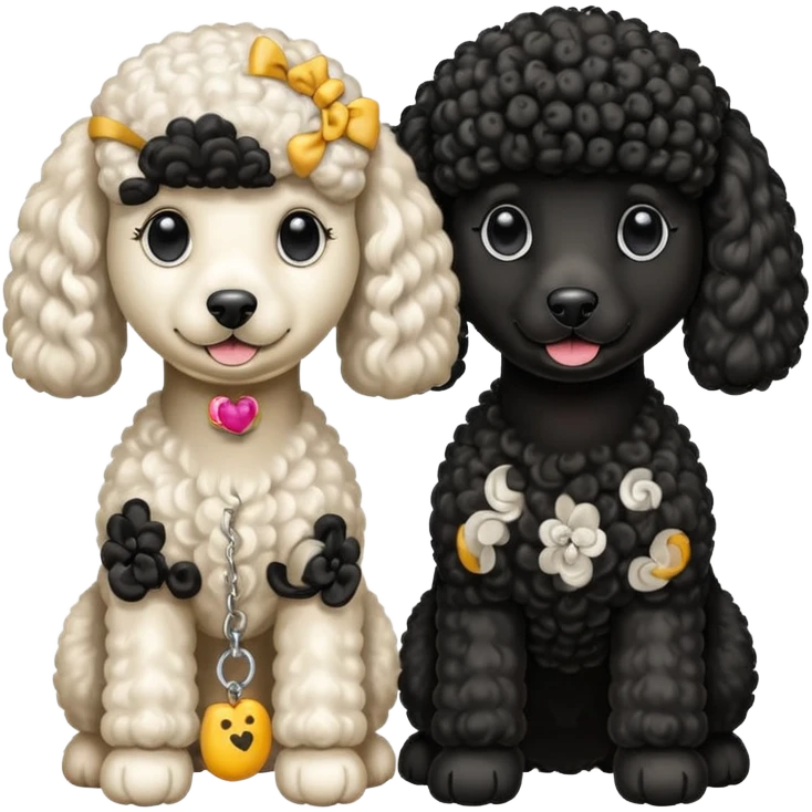 Dos caniches,uno blanco y el otro negro,QUE SEA RAZA CANICHE  emoji