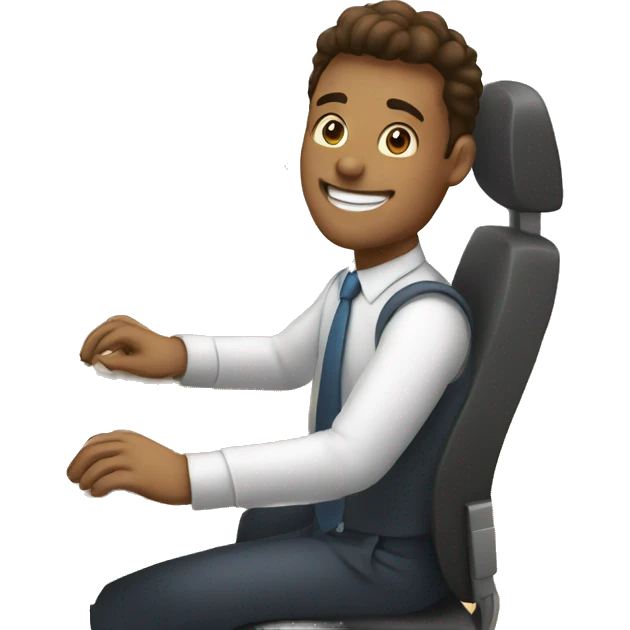 a man work at desk see a monitor is smiling  emoji
