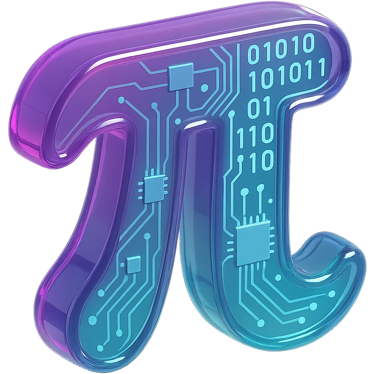  combine the π (pi) math symbol, binary code emerging from it. emoji