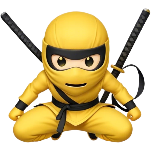 A round smiley face that's a ninja , colour yellow  emoji