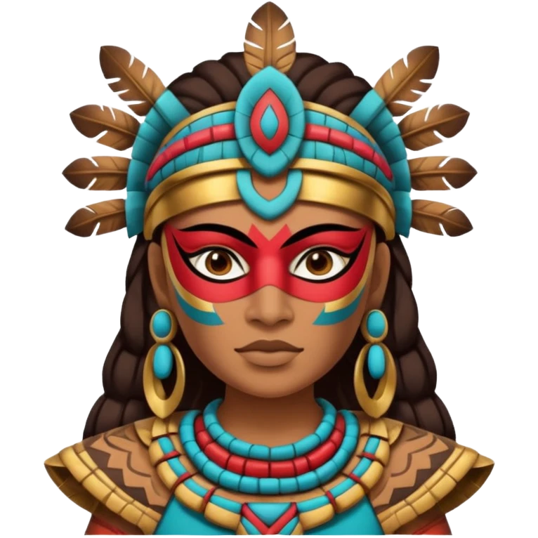 face full maya mask tradational mayan woman warrior half boudy  emoji
